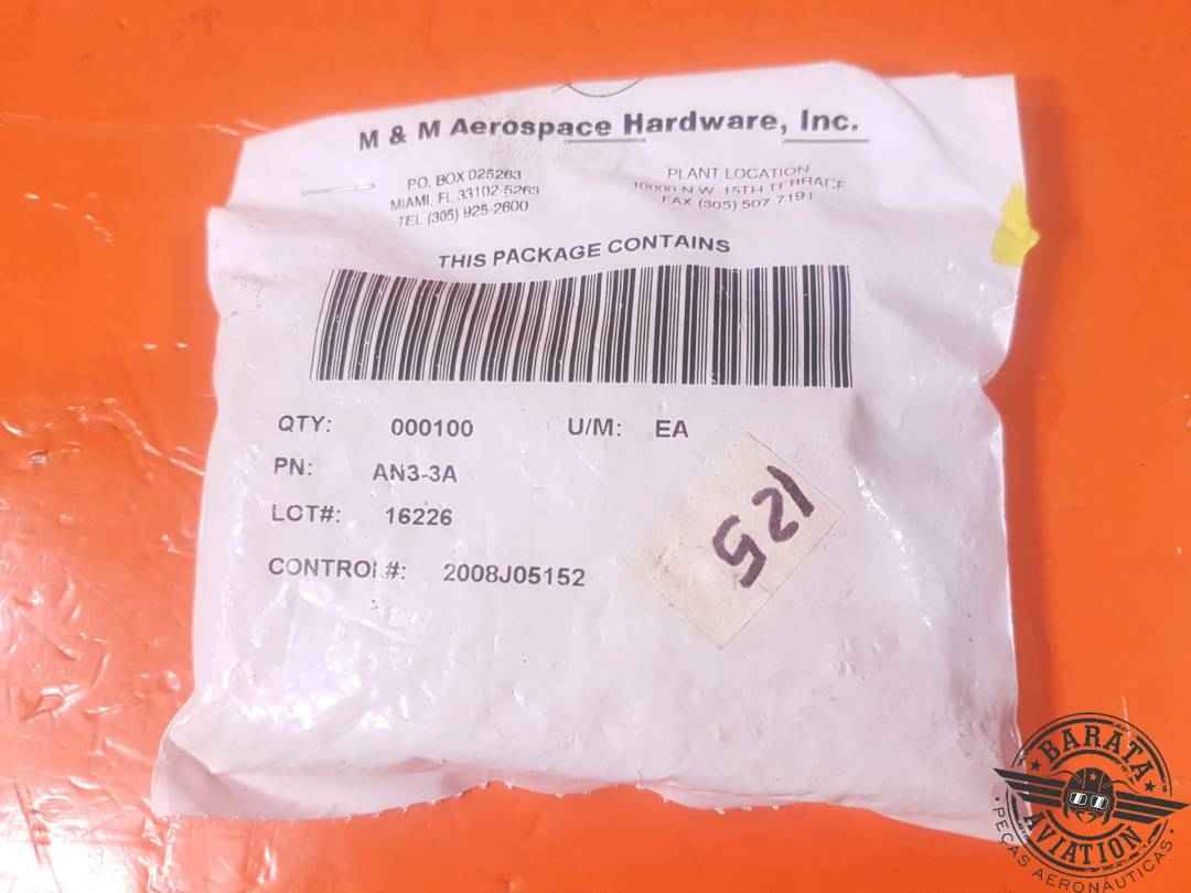 AN3-3A Pack With 125 Bolts - New Surplus