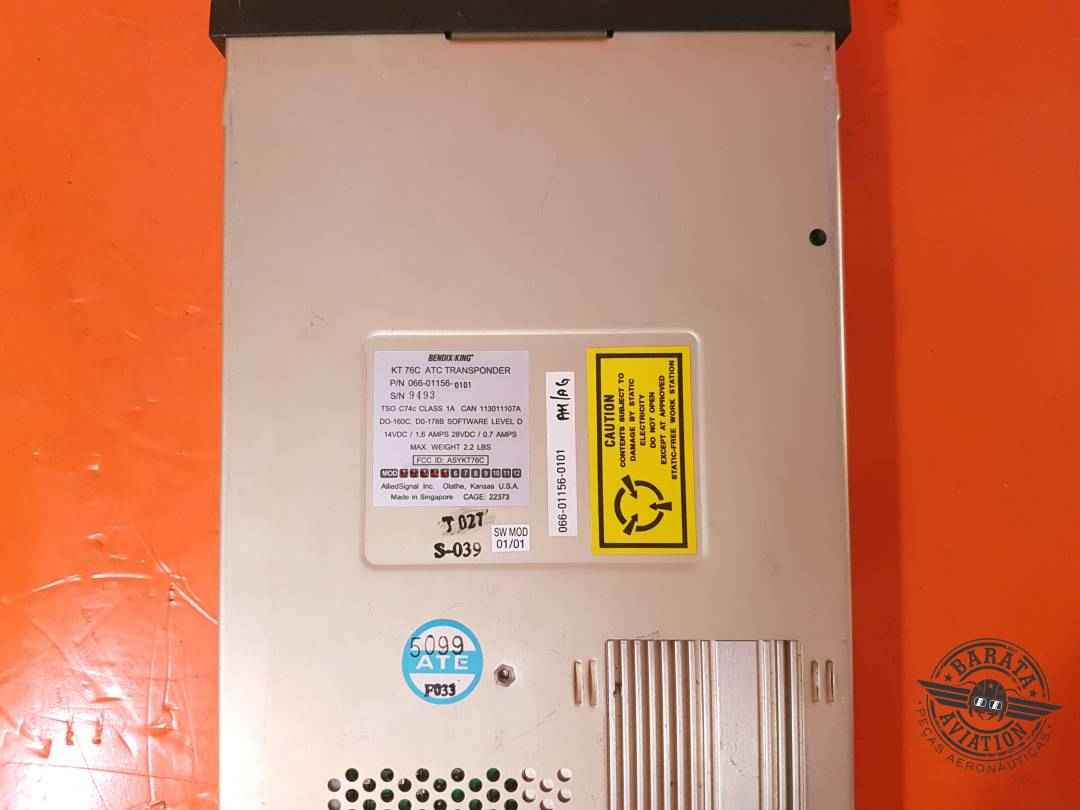 066-01156-0101 Bendix King KT 76C ATC Transponder 14/28 vdc - C/ Gaveta