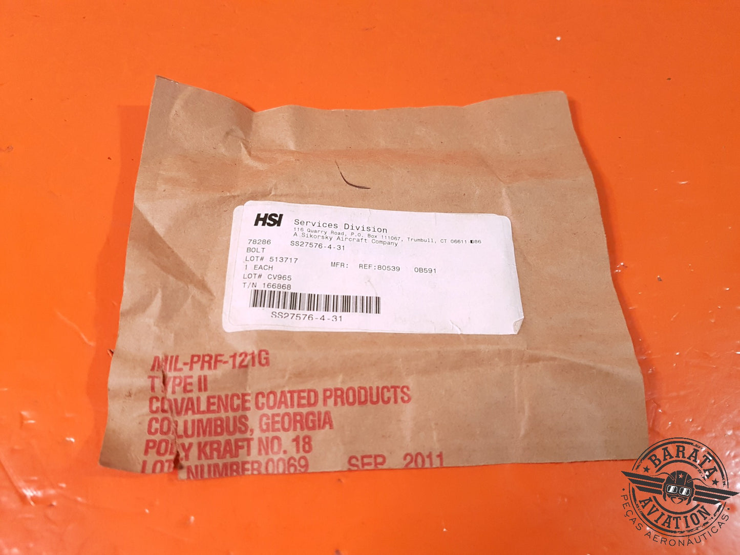 BOLT NEW SURPLUS P/N: SS27576-4-31