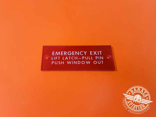 Emergency Exit Instruction Placard P/N 58-530258-1