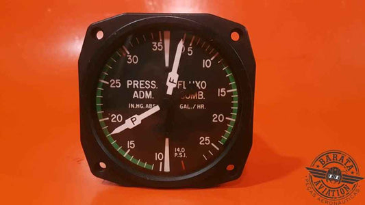  EDO AIRE  MANIFOLD PRESSURE AND FUEL FLOW INDICATOR  P/N: IU028-005-12R  FOR PARTS