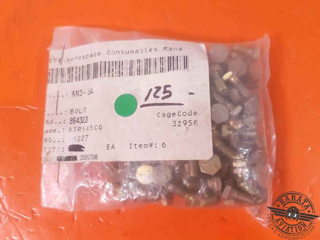 AN3-3A Pack With 125 Bolts - New Surplus