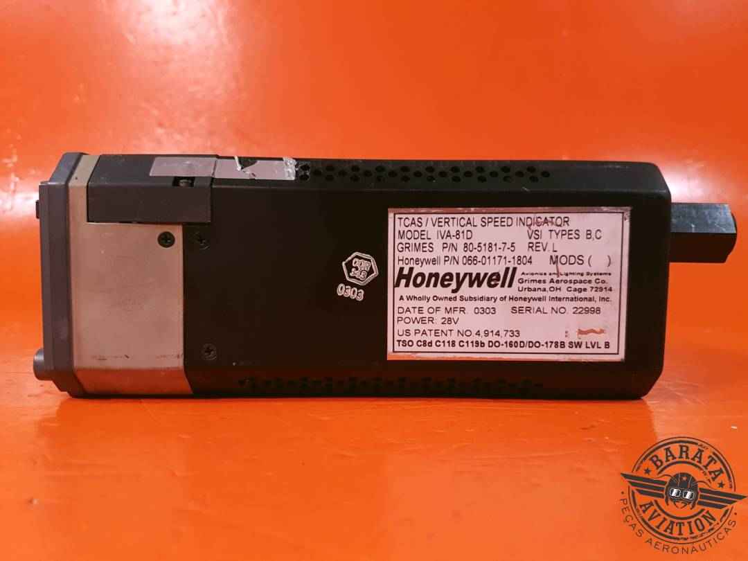 HONEYWELL TCAS/VERTICAL SPEED INDICATOR IVA-81D 28 VDC P/N 066-01171-2804