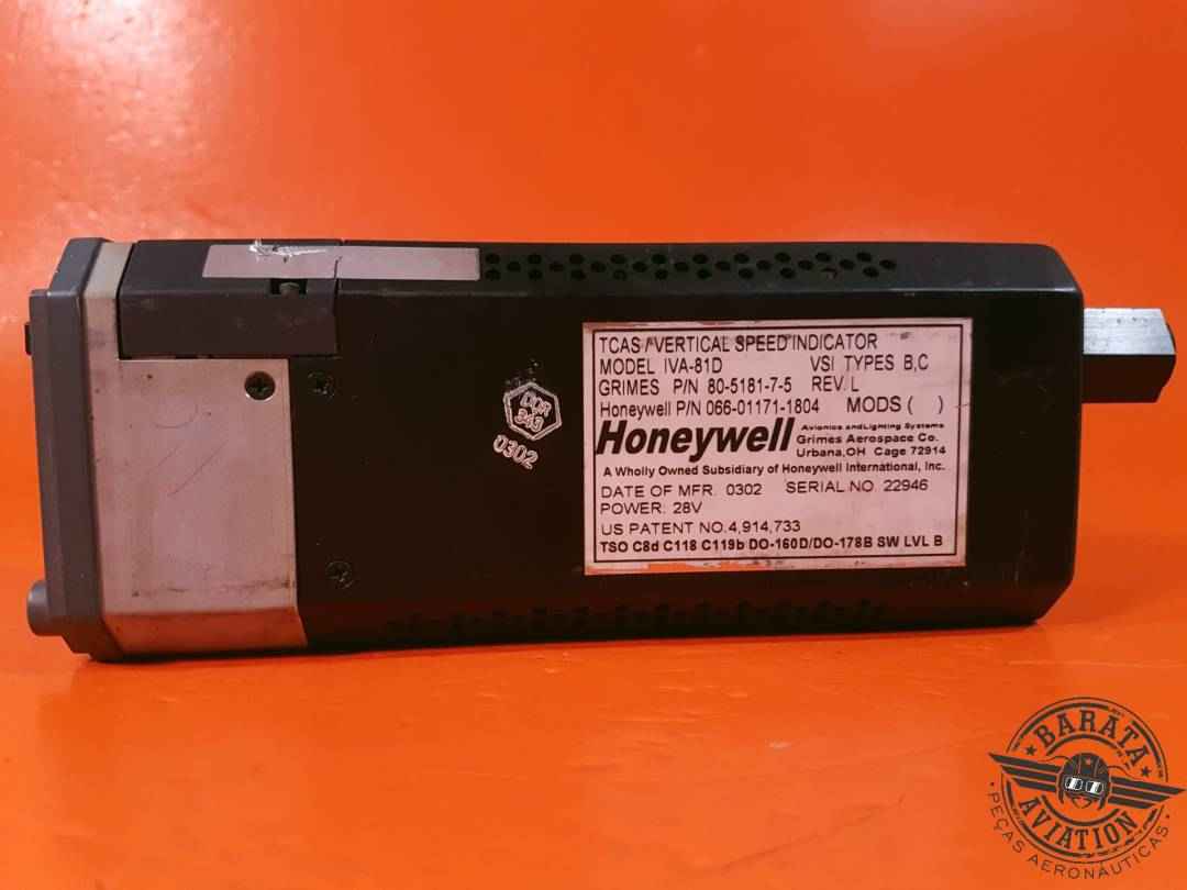 HONEYWELL TCAS/VERTICAL SPEED INDICATOR IVA-81D  P/N 066-01171-1804