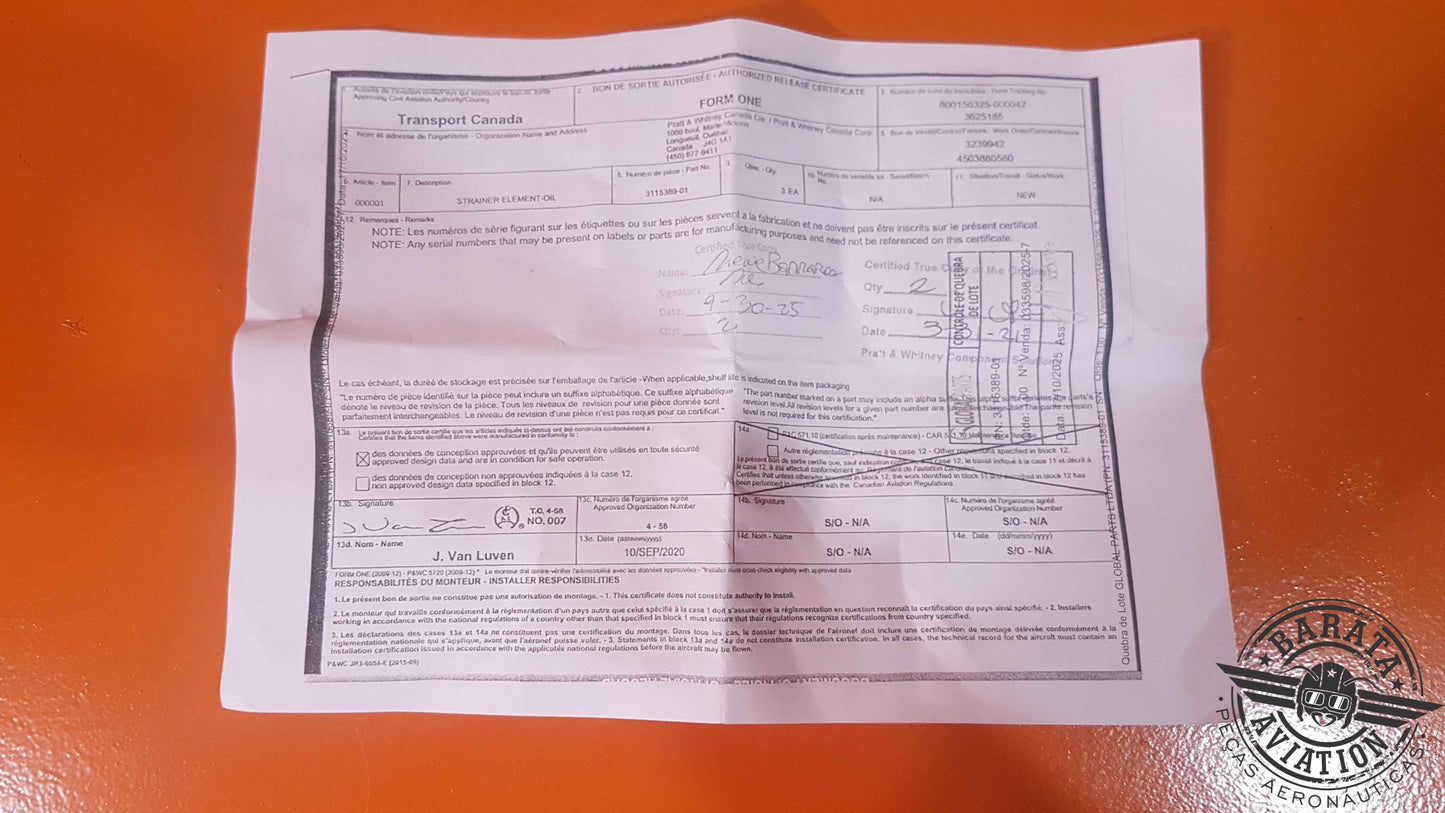 3115389-01 Pratt & Whitney Strainer  - New