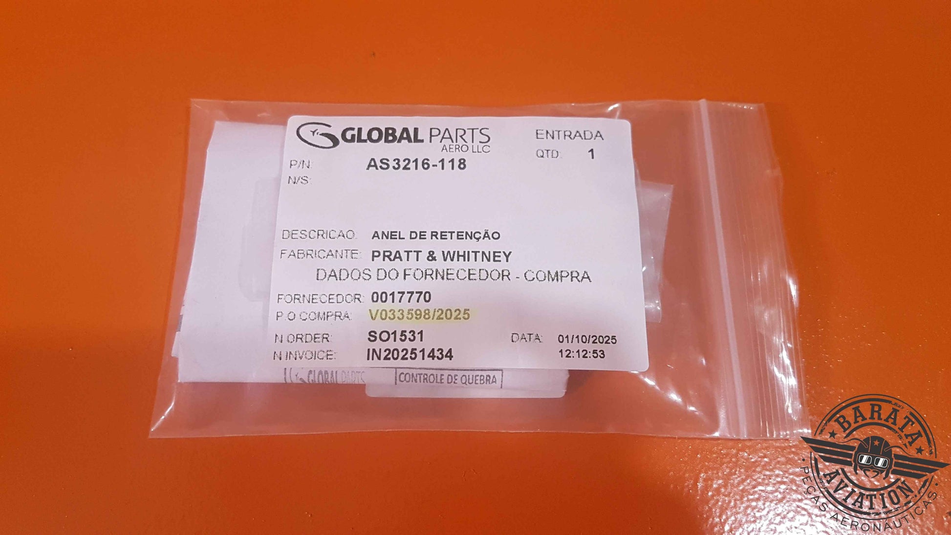 AS3216-118 Pratt &  Whitney Retaining Ring  - New